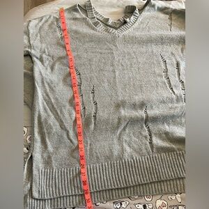 Women’s Gray Distressed Sweater